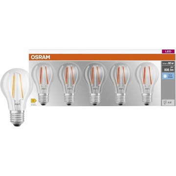 SET 5x LED žarulja BASE CLASSIC FILAMENT A60 E27/7W/230V 4000K - Osram