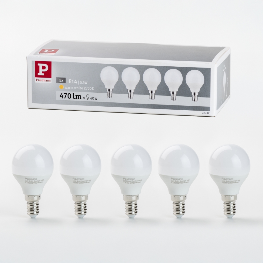 SET 5x LED Žarulja P45 E14/5,5W/230V 2700K - Paulmann 28783