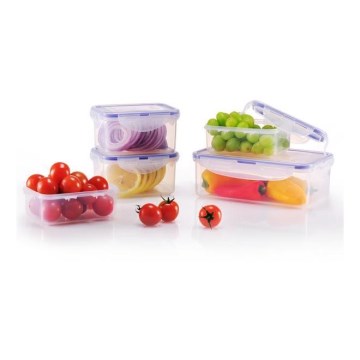 SET 5x Posuda za namirnice LOCK plava/prozirna