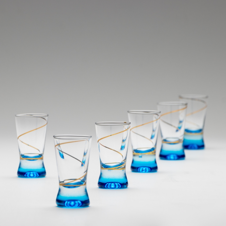 Set 6x čaša za žestice 25 ml prozirna plava