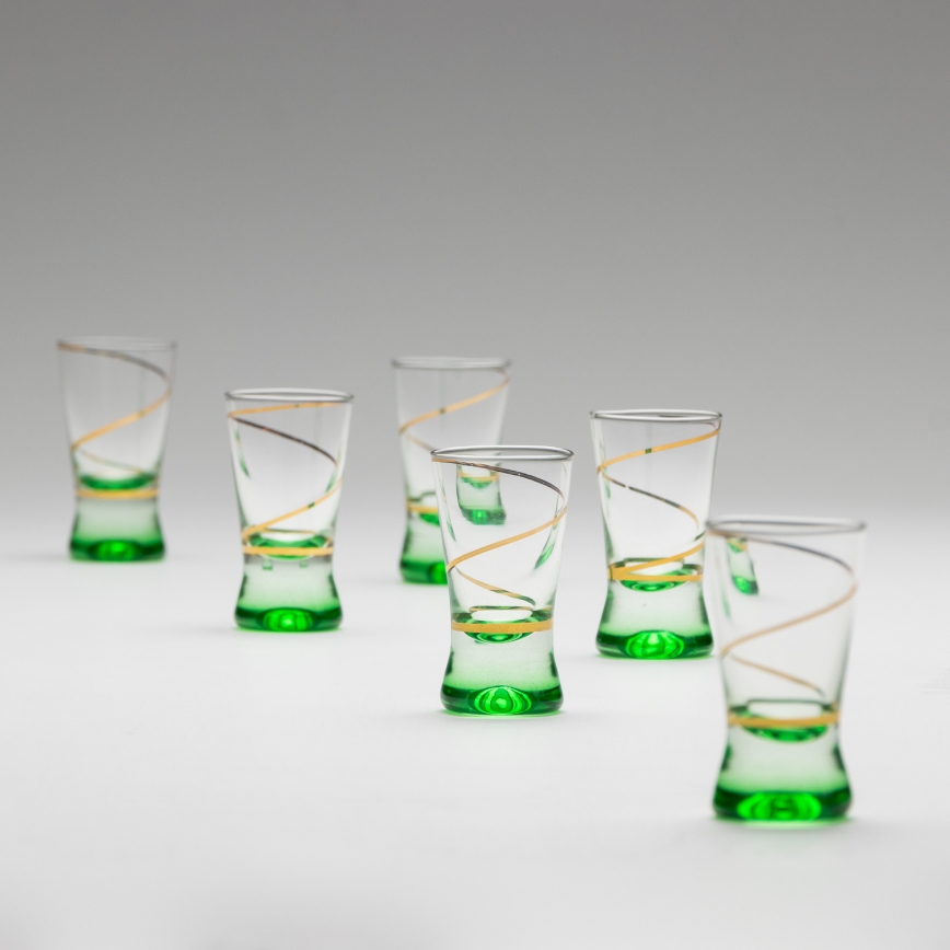 Set 6x čaša za žestice 25 ml prozirna zelena