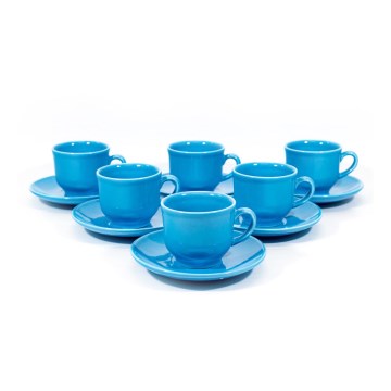 Set 6x keramička šalica s tanjurićem tirkizna