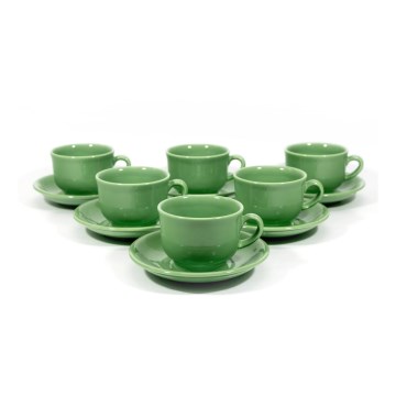 Set 6x keramička šalica s tanjurićem zelena