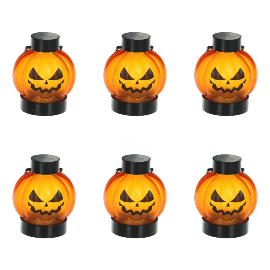 SET 6x LED Dekoracija HALLOWEEN LED/1xCR2032/topla bijela bundeva