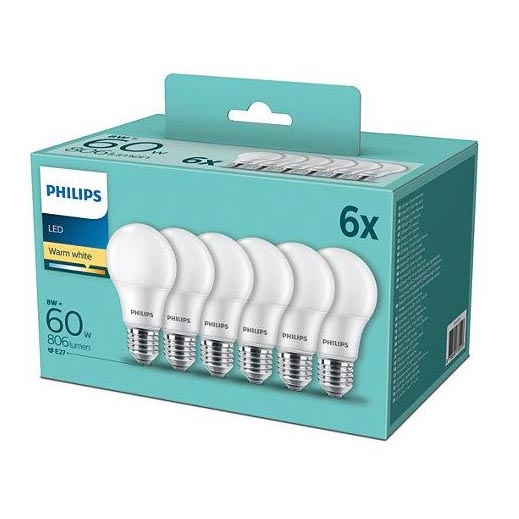 SET 6x LED Žarulja Philips A60 E27/8W/230V 2700K