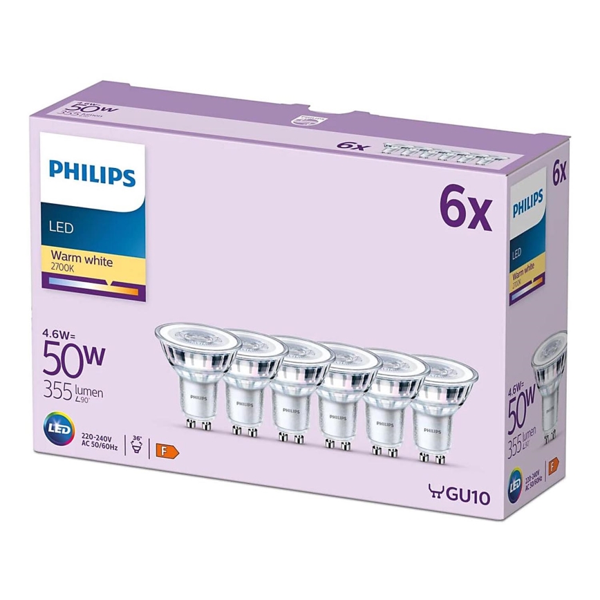 SET 6x LED Žarulja Philips GU10/4,6W/230V 2700K