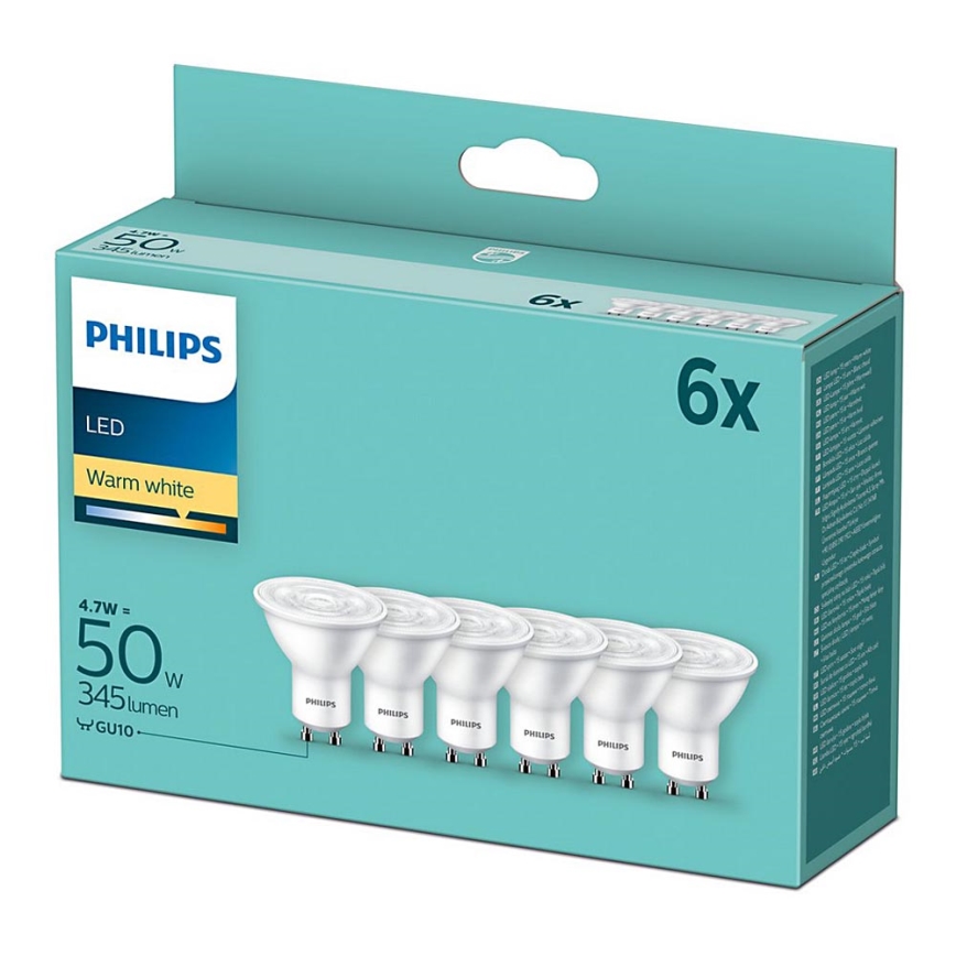 SET 6x LED Žarulja Philips GU10/4,7W/230V 2700K