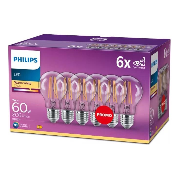 SET 6x LED Žarulja VINTAGE Philips E27/7W/230V 2700K