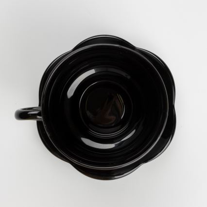 Set 6x staklena šalica s tanjurićem i 1x posuda za šećer crna buket cvijeća br. 1