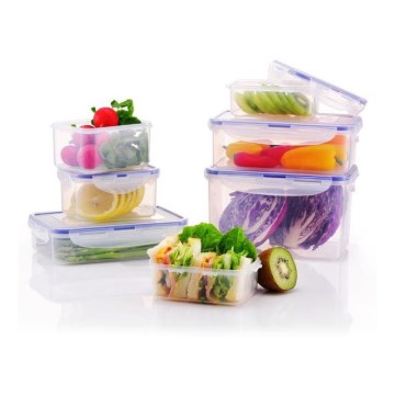 SET 7x Posuda za namirnice LOCK plava/prozirna