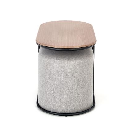 SET Konferencijski stolić NILDO 90x45 cm + 2x tabure smeđa/siva