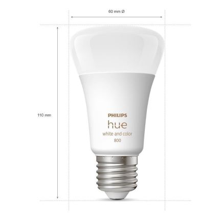 SET - LED RGBW Prigušiva traka Philips Hue WHITE AND COLOR AMBIANCE 2m LED/20W/230V + 4x Prigušiva žarulja Philips A60 E27/6,5W/230V 2000-6500K