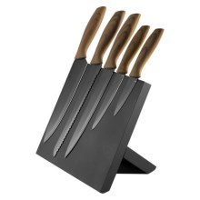 Set noževa od nehrđajućeg čelik 5 kom s magnetskim stalkom smeđa/crna