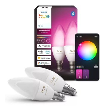 Set od 2 LED RGBW prigušive žarulje Philips Hue White And Color Ambiance B39 E14/3,7W/230V 1000-20000K