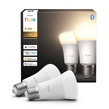 SET od 2 LED žarulje s mogućnošću prigušivanja Philips Hue WHITE E27/9,5W/230V 2700K