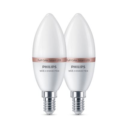 Komplet od 2 LED RGB žarulje s mogućnošću prigušivanja Philips SMART C37 E14/4,9W/230V 2200-6500K CRI 90