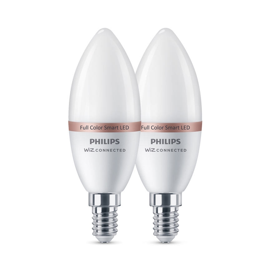Komplet od 2 LED RGB žarulje s mogućnošću prigušivanja Philips SMART C37 E14/4,9W/230V 2200-6500K CRI 90