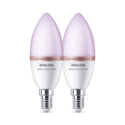 Komplet od 2 LED RGB žarulje s mogućnošću prigušivanja Philips SMART C37 E14/4,9W/230V 2200-6500K CRI 90