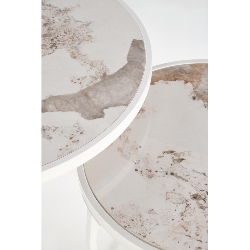 Set od 2 stolića za kavu AURORO bež/bijela