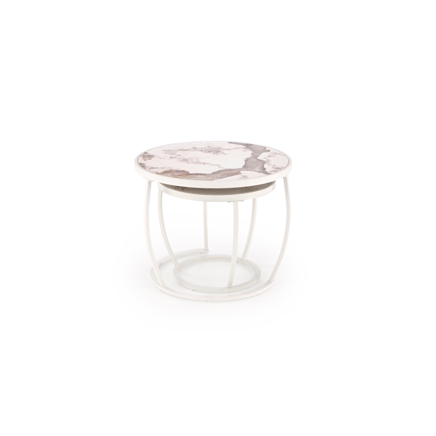 Set od 2 stolića za kavu AURORO bež/bijela