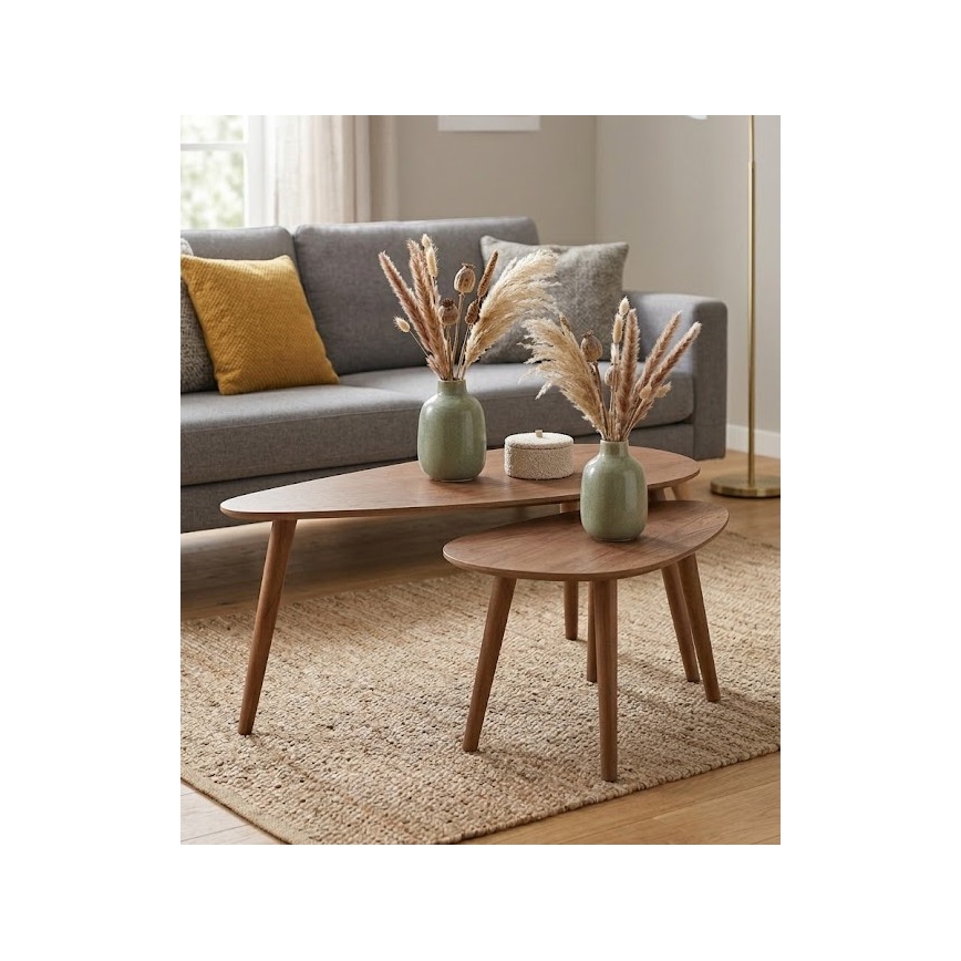 SET od 2 stolića za kavu SOLE 60/80x30/40 cm orah