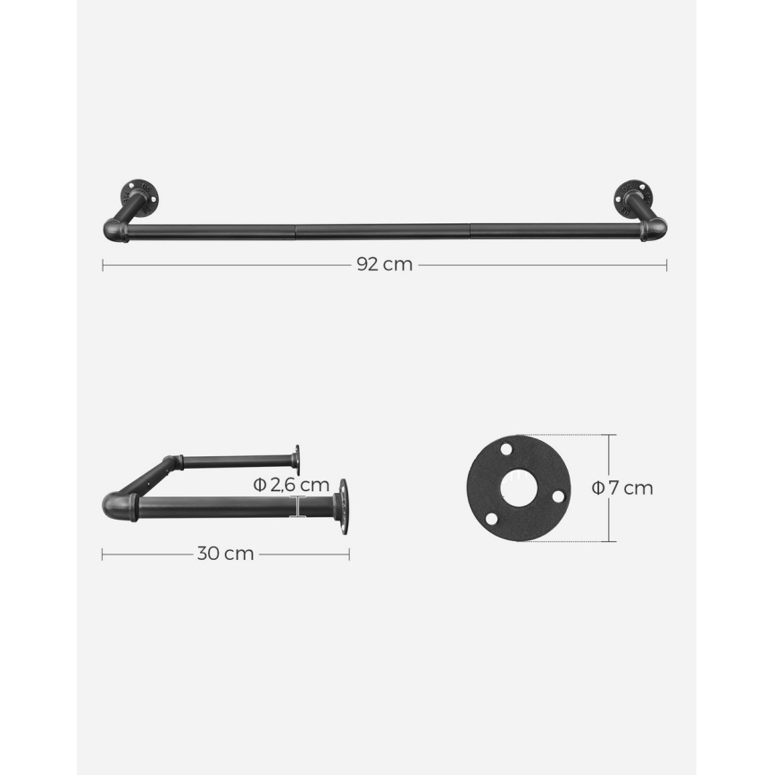 Set od 2 zidna držača za vješalice LINEA, crne