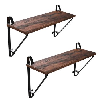 Set od 2 zidne police SHELFY, smeđe/crne