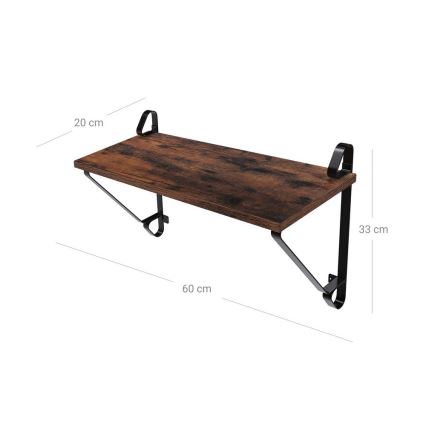 Set od 2 zidne police SHELFY, smeđe/crne
