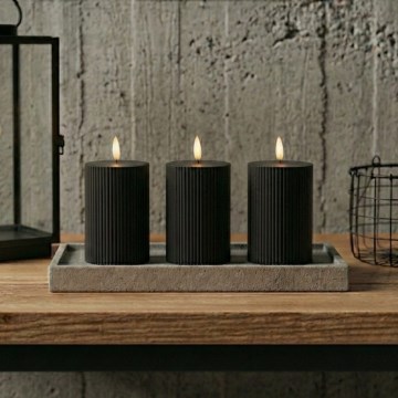 SET od 3 LED svijeće BRILLO LED/2xAA, 12,5 cm, crne + daljinski upravljač