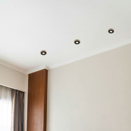 Set od 3 ugradne stropne svjetiljke TOBBY 1xGU10/20W/230V Ø 11,5 cm hrast/crna