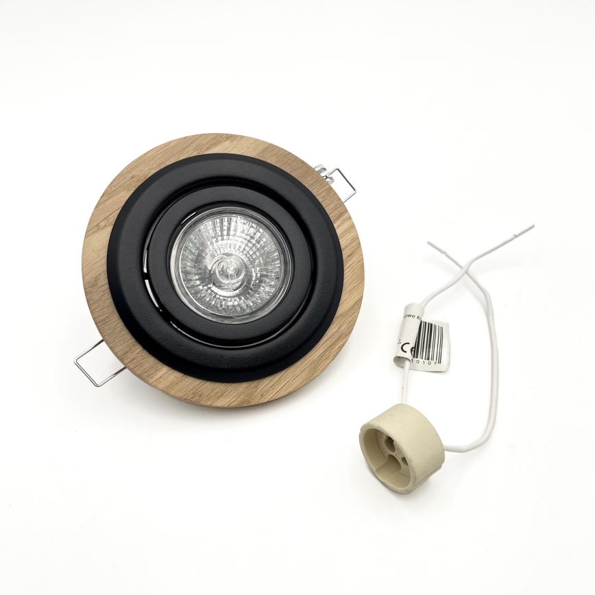 Set od 3 ugradne stropne svjetiljke TOBBY 1xGU10/20W/230V Ø 11,5 cm hrast/crna