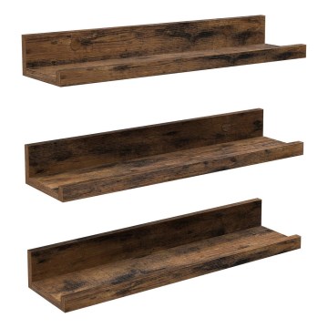 Set od 3 zidnih polica SHELFY 38x5x10 cm, smeđa