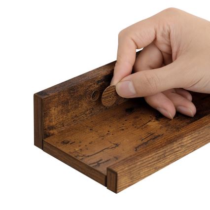Set od 3 zidnih polica SHELFY 38x5x10 cm, smeđa