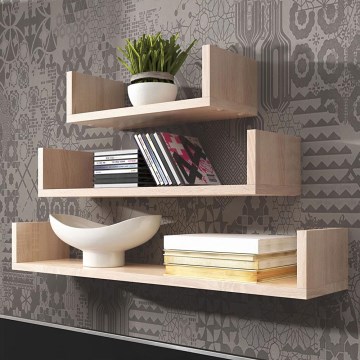 SET od 3 zidnih polica TRIO 40/60/80x11x18 cm hrast sonoma