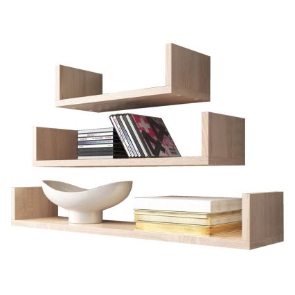 SET od 3 zidnih polica TRIO 40/60/80x11x18 cm hrast sonoma