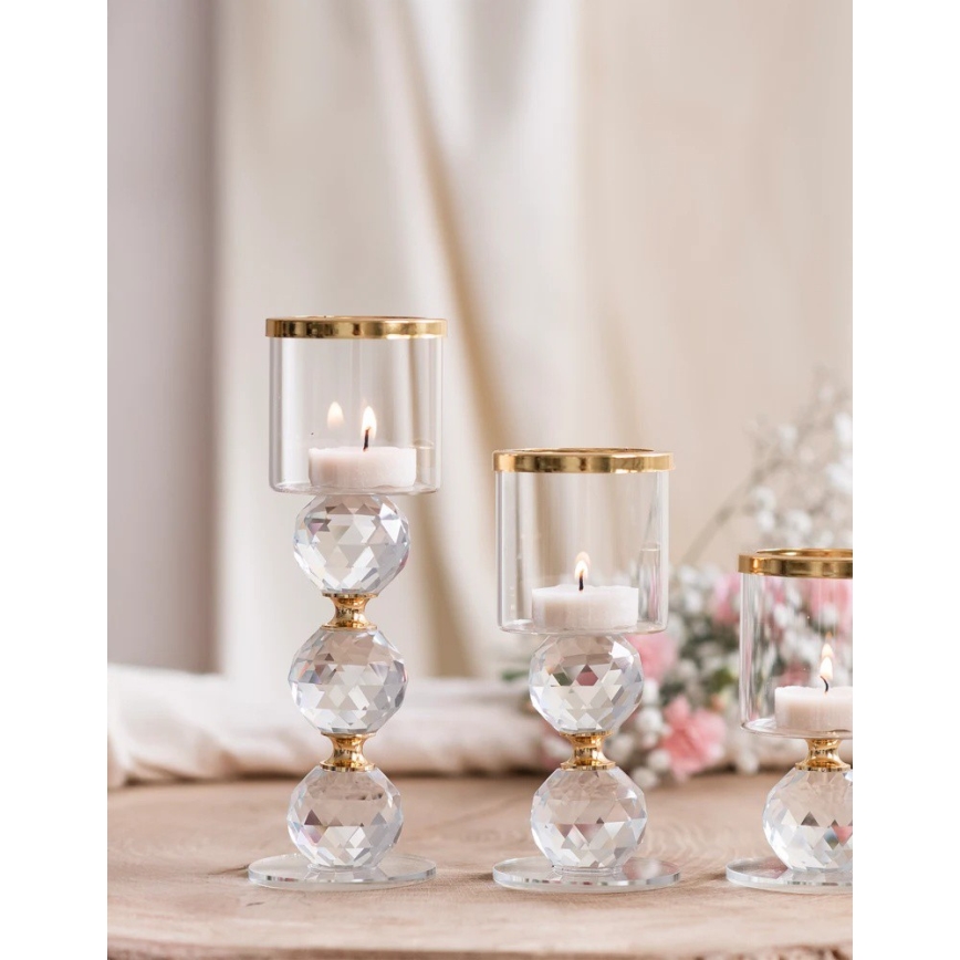 SET od 3 zlatna svijećnjaka