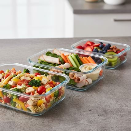 SET od 4 posude za hranu, prozirne/mint boje