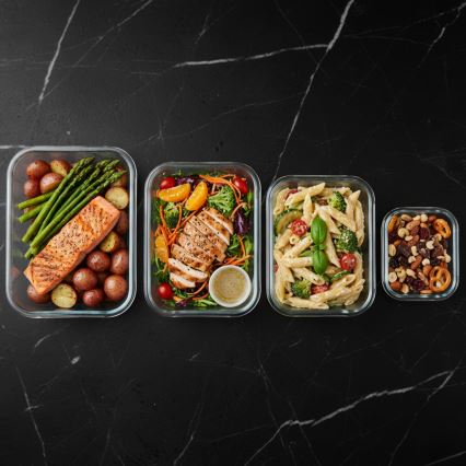 SET od 4 posude za hranu, prozirne/mint boje