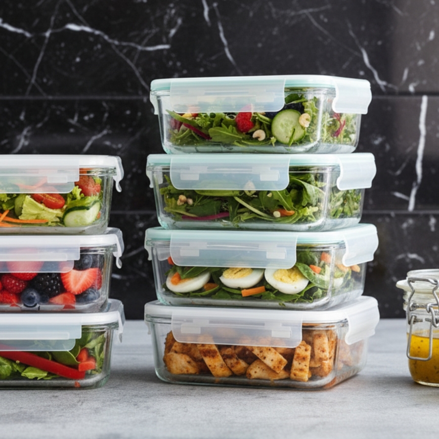 SET od 4 posude za hranu, prozirne/mint boje