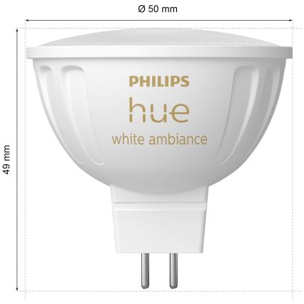 Komplet 4x LED žarulje s prigušivanjem Philips Hue WHITE AMBIANCE GU5,3/MR16/5,1W/12V 2200-6500K