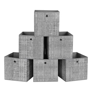 Set od 6 kutija za pohranu CURAN, 30x30x30 cm, siva
