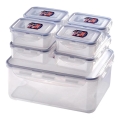 Set od 7 posuda za hranu LOCK, plava/prozirna