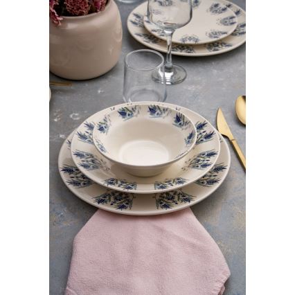 Set posuđa, 24 kom, bijele/plave boje, od keramike