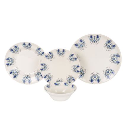 Set posuđa, 24 kom, bijele/plave boje, od keramike
