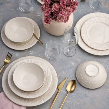 Set posuđa 24 kom – krem, keramika
