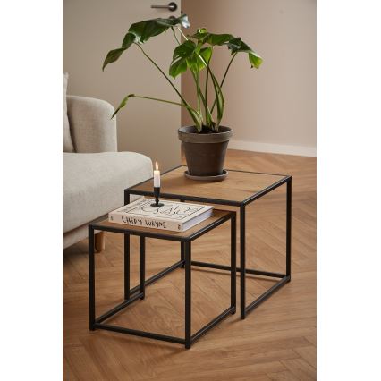 Set stolića za kavu SARON 2 kom hrast/crna