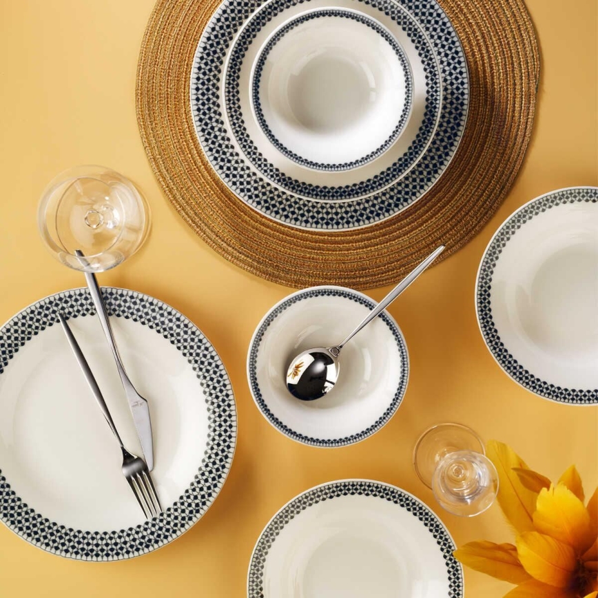 Set za jelo 12 kom. bijela/crna/porculan