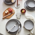 Set za jelo, 12 kom., siva/porculan