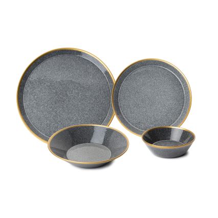 Set za jelo 16 kom. antracit/zlatna/porculan