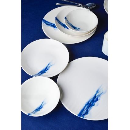 Set za jelo, 18 kom, bijele/plave boje, porculan